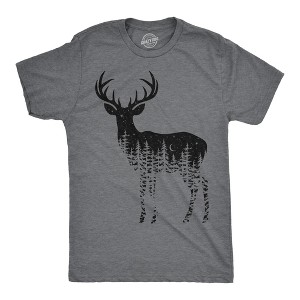 Mens Funny T Shirts Deer Silhouette Awesome Nature Graphic Novelty Tee For Men - Crazy Dog Men's T Shirt - 1 of 4