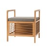 Proman Products Square Cambridge Bamboo Storage Shoe Bench Natural: Upholstered Entryway Bench with Cushion, Modern Style - 3 of 4