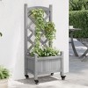 vidaXL Plant Pot with Trellis Wheels, Flower Box with Trellis, Planter for Patio, Garden, Plant Box, Grey Solid Wood Fir, 40 x 30 x 97.5 cm, 3207645 - 4 of 4