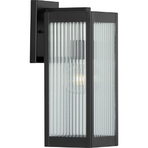 Progress Lighting Felton 1-Light Outdoor Wall Lantern in Matte Black with Rippled Glass Shade - 1 of 2