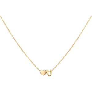Personalized Heart Initial Necklace 18K Gold Plated Stainless Steel Gift - 1 of 4