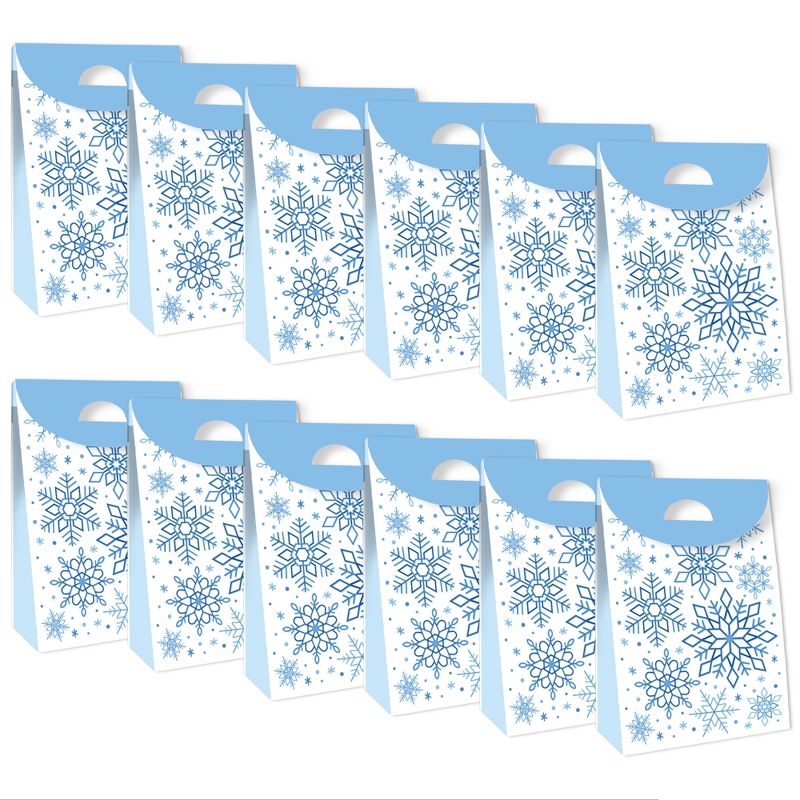 Big Dot of Happiness Blue Snowflakes - Winter Holiday Gift Favor Bags - Party Goodie Boxes - Set of 12, 5 of 9