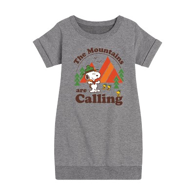 - Peanuts - Mountains Are Calling Graphic Short Sleeve Fleece Dress