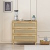 HDZNVF 31.50 inch 3 Drawers Rattan Storage Cabinet Rattan Drawer, Oak - 2 of 4