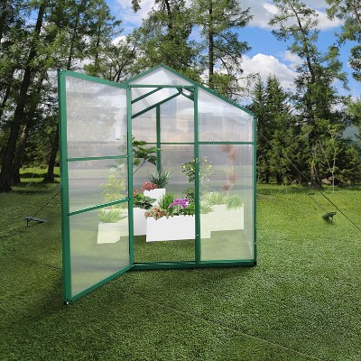 NicBex 6x8 FT Polycarbonate Greenhouse with Raised Base and Anchor Aluminum Heavy Duty Walk-in Greenhouses for Outdoor Backyard in All Season, Green