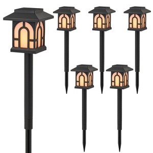 C Cattleya Black Solar Flickering Flame LED Outdoor Path Lights,3000K Warm White Landscape Light for Walkway,Patio,Garden - 1 of 4