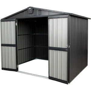 Outdoor Storage Shed, Galvanized Metal Garden Tool Shed,  Galvanized Steel Garden Storage Cabinet, Rust-Proof Metal Tool Shed for Backyard 8.2*6.2 - 1 of 4