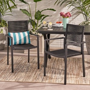 PAGED Set of 2 Patio Dining Chairs,Modern Outdoor Dining Chairs with Rope Seat,Aluminum Chairs Suitable for Patio,Garden - 1 of 4
