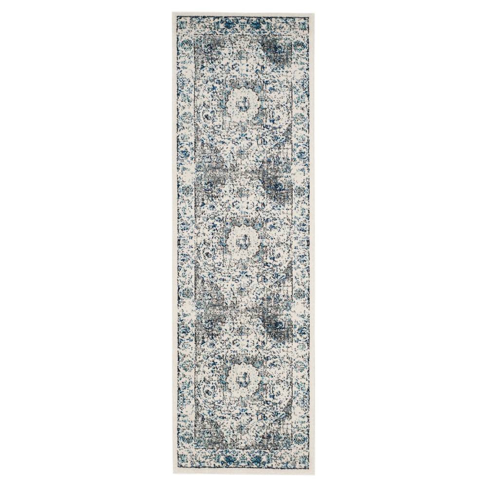 2'3inx11' Gray/Ivory Abstract Loomed Runner Runner - Safavieh