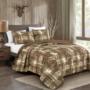 Marcielo 3Pcs Wildlife Quilt Bedspread Set JB - 1 of 4