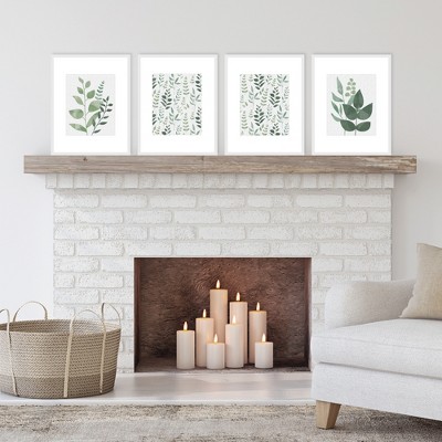 Boho Botanical Greenery Linen Paper Wall Art Set of 4