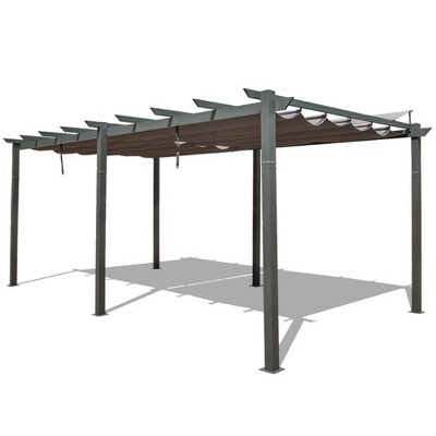 Gloweer Outdoor Retractable Grill Gazebo Pergola with Weather-Resistant Canopy Aluminum Garden