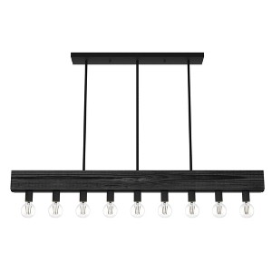 Hunter Fan Donelson Iron and Dark Ash 9 Light Linear Kitchen Island Chandelier Ceiling Light Fixture Natural Black - 1 of 4