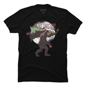 Men's Design By Humans Christmas Bigfoot By ArtStyleAlice T-Shirt - 1 of 4