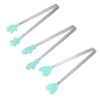 Unique Bargains Stainless Steel Silicone Tips Heart Hand Glove Shape Mini Food Tongs 3 Pcs - 3 of 4