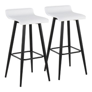Faux Leather Fixed Bar Stool with Metal Base and Built-In Footrest for Kitchen or Home Bar - 1 of 4