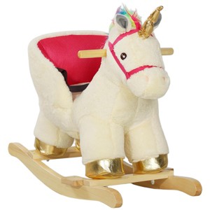 SEVOBAL Toy Vehicles Plush Ride On Unicorn Rocking Horse with Safety Belt for Toddlers - 1 of 4