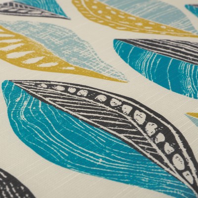 Set of 2 Teal and Citron Leaf Block Rectangular Throw Pillows