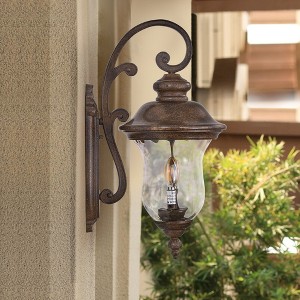 22"(H)Vintage Outdoor Wall Lantern, Weatherproof Exterior Sconce Light with Clear Glass Shade, Waterproof Wall Mount Light - 1 of 1
