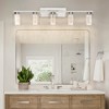5-Light Bathroom Light Fixtures, Chrome Bathroom Vanity Light - 3 Color Dimmable Vanity Lights with Crystal Bubble, Bathroom Lighting Fixtures - 2 of 4