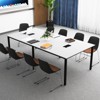 Costway 1/2 PCS 95" x 48" Large Meeting Table Seats up to 10 People 2 Cable Grommets for Office White/Brown - 4 of 4