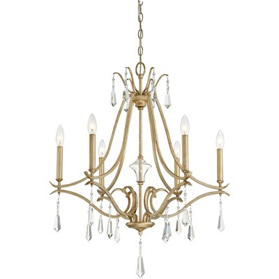 Minka Lavery Aged Brio Gold Chandelier 26 3/4" Wide French Clear Crystal 6-Light Fixture for Dining Room House Kitchen Entryway