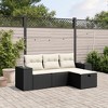 vidaXL Patio Sofa Set with Cushions Outdoor Furniture 4 Piece Poly Rattan - Black and Cream without Storage - 2 of 4