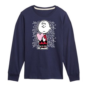 Boys' - Peanuts - Charlie Brown Xoxo Long Sleeve Graphic T-Shirt - 1 of 4
