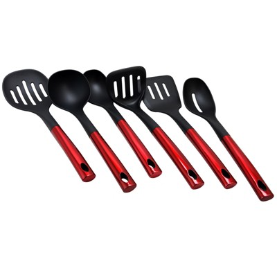 Better Chef Nylon Kitchen Utensil tools set with stainless steel handle set of 6 in Red