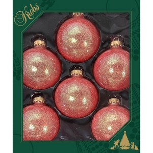 Christmas By Krebs - 67mm / 2.625" Designer Glass Baubles [8 Pieces] - Fire Red Sparkle - 1 of 4