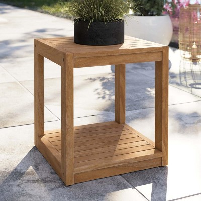 Modway Carlsbad Teak Wood Outdoor Patio Side Table