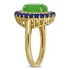 EVERLY JEWELRY | Yellow Plated Sterling Silver 3.73 CT TGW dyed Green Jade and lapis and Created White Sapphire Fashion Ring - 2 of 4