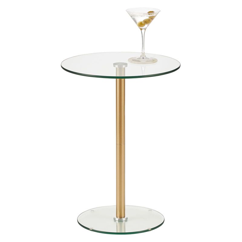 mDesign Metal/Glass Top Round Accent Side/End Drink Table Furniture, 1 of 7