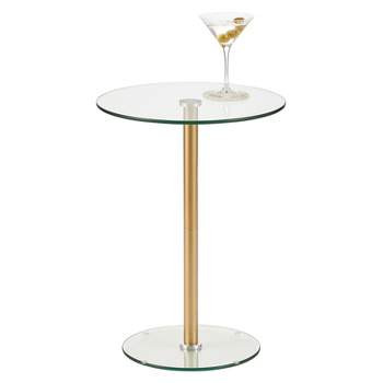 mDesign Metal/Glass Top Round Accent Side/End Drink Table Furniture