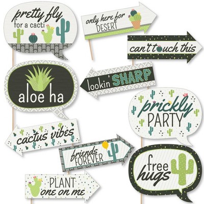 Big Dot of Happiness Funny Prickly Cactus Party - Fiesta Party Photo Booth Props Kit - 10 Piece