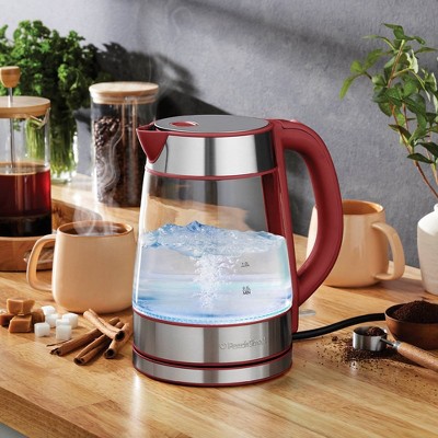 Red Borosilicate Glass Electric Kettle with LED Light, 1.7L 1500W