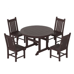 WestinTrends 5 Piece Outdoor Patio Dining Set Outdoor Round Table and Chair Set - 1 of 2