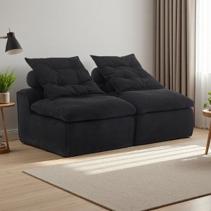 66" Soft Chenille Modular No-Armrests Sofa with Neck & Lumbar Pillows - 1 of 4