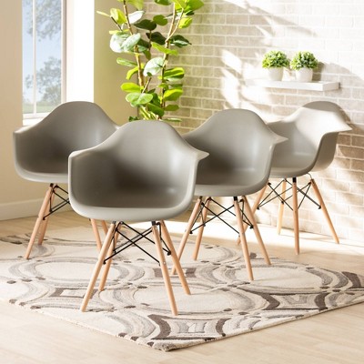 4pc Galen Plastic and Wood Dining Chair Set - Baxton Studio