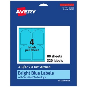 Avery Bright Blue Paper Labels, 4.75" x 3.5" Arched - 1 of 4