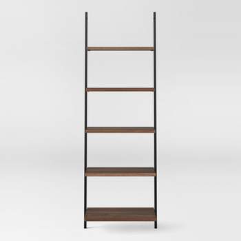 72" Loring 5 Shelf Leaning Bookshelf Walnut - Threshold™