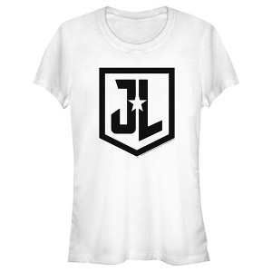 Juniors Womens Zack Snyder Justice League Badge Logo Reverse T-Shirt - 1 of 4