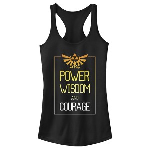 Juniors Womens Nintendo Legend of Zelda Power Wisdom Courage Racerback Tank Top - 1 of 4