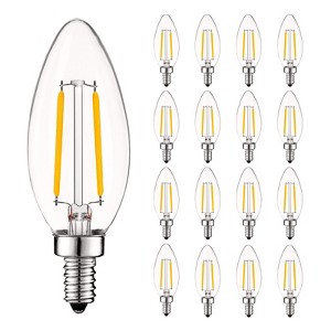 Luxrite 4W Vintage Candelabra LED Bulbs Dimmable, 400 Lumens, 2700K Warm White, Chandelier Light Bulb 40W Equivalent, E12 Base 16 Pack - 1 of 4