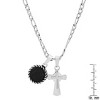 Steeltime 24" stainless stseel cross and round black enamel pendant - 3 of 4