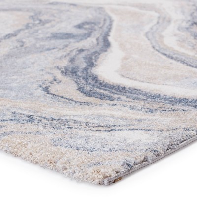 Orion Agate-Inspired Gray Abstract Plush Runner Rug