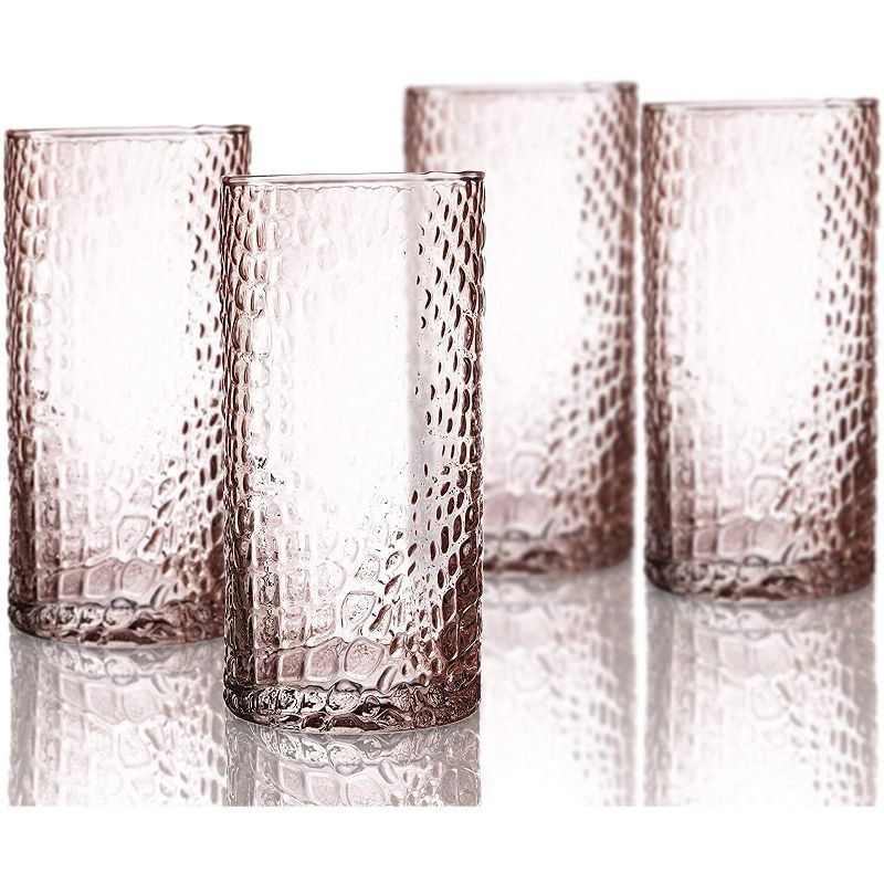 Elle Decor Bistro Croc 15.5 oz. Highball Glass Drinkware, Set of 4, 1 of 5