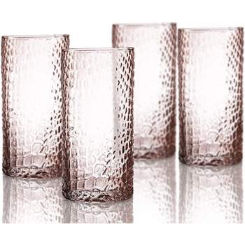 Elle Decor Bistro Croc 15.5 oz. Highball Glass Drinkware, Set of 4