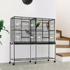 Rolling 65"L Bird Cage wStorage Shelf Wood Perch Food Container - 2 of 4