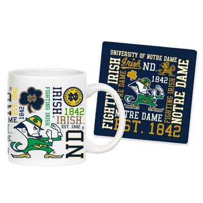 NCAA Notre Dame Fighting Irish 11oz Spirit Mug & Coaster Set - 2pc